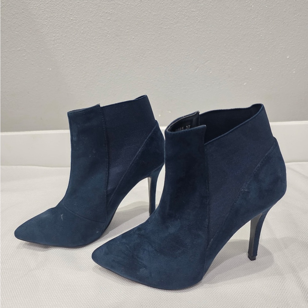 Diamantique Navy Blue Women's Ankle Boots